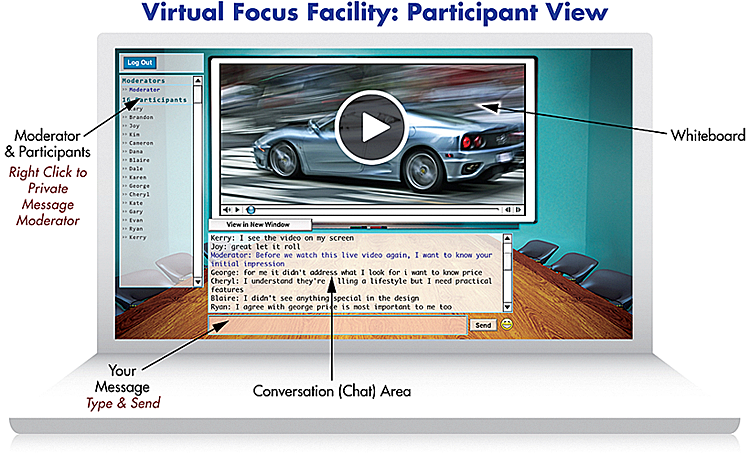 InsideHeads Participant view of an online focus group in real-time